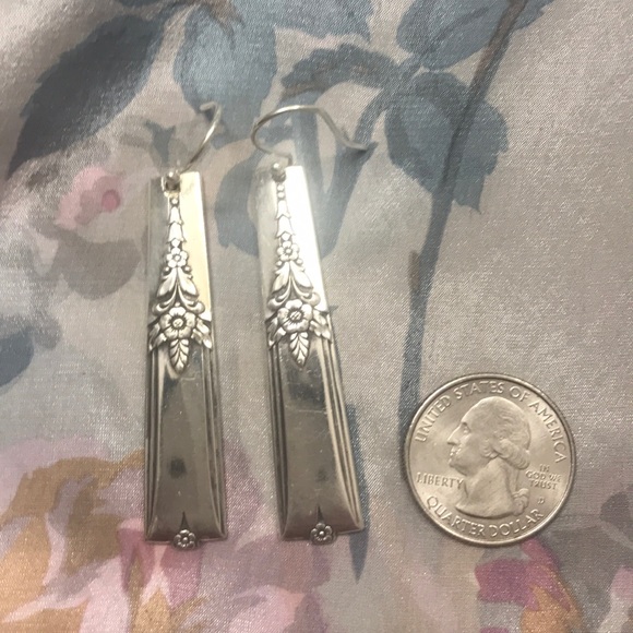 Silverware Earrings with Flower detail - Picture 1 of 3